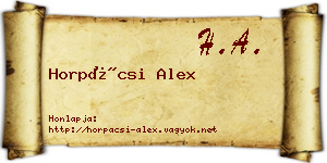Horpácsi Alex névjegykártya